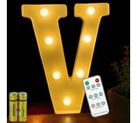 HONPHIER® Letter Lights Decorative LED Alphabet Lights Remote Control Marquee Decoration Light Up Sign Battery Operated for Birthday Party Wedding Receptions Holiday Bar Home Bedroom Bath Decor (V)