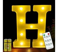 HONPHIER® Letter Lights Decorative LED Alphabet Lights Remote Control Marquee Decoration Light Up Sign Battery Operated for Birthday Party Wedding Receptions Holiday Bar Home Bedroom Bath Decor (H)