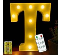 HONPHIER® Letter Lights Decorative LED Alphabet Lights Remote Control Marquee Decoration Light Up Sign Battery Operated for Birthday Party Wedding Receptions Holiday Bar Home Bedroom Bath Decor (T)