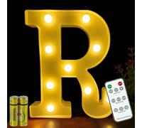 HONPHIER® Letter Lights Decorative LED Alphabet Lights Remote Control Marquee Decoration Light Up Sign Battery Operated for Birthday Party Wedding Receptions Holiday Bar Home Bedroom Bath Decor (R)