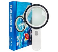 HONPHIER Magnifying Glass with Lights 12 LED 30X Handheld Illuminated Lighted Magnifier for Macular Degeneration, Seniors Reading, Soldering, Inspection, Coins, Jewelry, Exploring