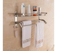 HONPHIER Towel Shelf Multi-Function Towel Rack with Storage Shelf SUS304 Stainless Steel Towel Holder Wall Mounted Bath Towel Rail Bar for Bathroom Kitchen
