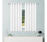 HONQGAO Blackout Curtains for Living Room 280 x 255 cm Super Soft Texture Eyelet Kitchen Curtains, Ring Top for Small Windows Kitchen Bedroom, White
