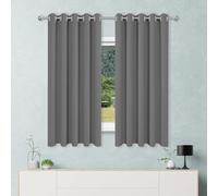 HONQGAO Blackout Curtains for Living Room 320 x 150 cm Super Soft Texture Eyelet Kitchen Curtains, Ring Top for Small Windows Kitchen Bedroom, Dark Grey