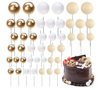 HONQX Ball Cake Toppers Decorations, 45 Pcs Balloon Cake Topper Balls Foam Insert Decorations for Cakes Birthday Wedding Decorating Party