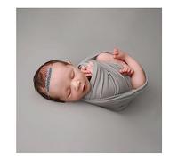 Honra Newborn Photography Wraps Baby Posing Props Stretch Jersey Fabric for Professional Photoshoot (Backdrop with Wrap, Gray)
