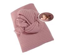 Honra Newborn Photography Wraps Backdrops Sets Baby Photoshoot Props Studio Beanbag Posing Stretch Fabric Waffle Knit for Boys Girls (Mauve, Wrap with Backdrop)