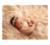 Honra Orraphtstu Baby Photography Props Lace Blanket for Newborn Photoshoot Layers Photo Posing Backdrop Boho (M, Beige)