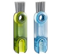 HONRIGO 3-in-1 Bottle & Cup Lid Crevice Cleaning Brush Set - 2 Pcs Multifunctional Lid, Gap & Corner Brushes for Deep Cleaning Water Bottles, Thermoses, Mugs, Baby Bottles & Travel Cups