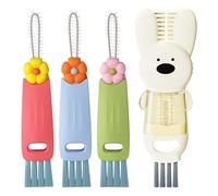 HONRIGO 3-in-1 Cup Lid Gap Cleaning Brush Set - 4 PCS Multifunctional Water Bottle & Crevice Cleaning Brush for Tight Spaces, Home Kitchen Use (3 Petal-Shaped + 1 Rabbit-Shaped U-Brush)