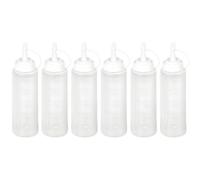 HONRIGO 6 PCS Squeeze Bottles, 8oz / 250ML Plastic Sauce Bottles, Versatile Condiment Dispensers for Ketchup, Sauce,BBQ, Dressings, Syrup