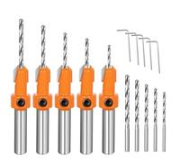 HONRIGO Adjustable Drill Countersink Bit Set 5 Pcs - Woodworking Tool Kit with Replaceable Bits & Quick Change Feature