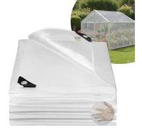 Honsaifau Clear Tarpaulin Waterproof Heavy-Duty: 3m x 3m UV Resistant 130GSM PE Tarp Sheet with Reinforced Grommets for Garden Greenhouse Ground Use & Chicken Coop