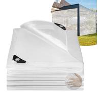 Honsaifau Clear Tarpaulin Waterproof Heavy-Duty: 4m x 5m UV Resistant 130GSM PE Sheet with Reinforced Grommets for Pergola Side Panels & Outdoor Furniture