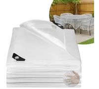Honsaifau Clear Tarpaulin Waterproof Heavy-Duty: 4m x 6m UV Resistant 130GSM PE Sheet with Reinforced Grommets for Pergola Side Panels & Outdoor Furniture