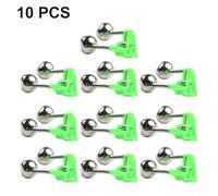 Honseadek 10 Pack Fishing Bite Alarms with Rod Clamp - Green ABS and Bite Alarm Bells for Angling, Compatible with Most Fishing Rods