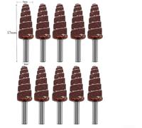 Honseadek 10 Pcs 6mm Shank Tapered Cone Grinding Head Sandpaper Flap Wheels for Angle Grinders - 80 Grit, Resin Bonded Abrasive for, Wood, Furniture Polishing and Sanding(15mm)