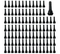 Honseadek 100 Pack TR413 Rubber Tire Valves with Brass Core for Cars, Motorcycles, Bicycles - Black Tubeless Valve Stems with Dust, Waterproof and Leak-Proof for Fitment