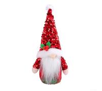 Honseadek 11In Christmas Red Sequin Pointed Hat Gnome Doll | 28Cm Faceless Dwarf Ornaments, Quality Polyester Plush With Sand Base For Stability