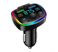 Honseadek 12-24V 3.1A 4-in-1 Car Charger with FM Transmitter, 5.0, Dual USB Ports, LED Display and MP3 Player for Most Vehicle Models