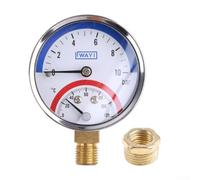 Honseadek 2-in-1 Temperature And Pressure Gauge, 0-10 Bar Heating System Meter, G1/2 And G1 Thread, Dual Scale Thermometer Manometer, Plastic Housing(G1/2)
