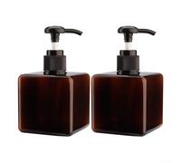 Honseadek 2 Pack 250ml Plastic Pump Bottles for Travel - Amber Lotion Dispenser for Shampoo, Conditioner, Soap, Cosmetic & Liquid Organiser Compat(Brown)