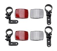 Honseadek 2 Pack Front & Rear For Bike Reflector Set with Handlebar & Seat Post Mounting Brackets for Cycling Safety, White Front & Red Rear ABS For Bicycle Reflectors(2 pair)
