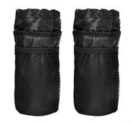 Honseadek 2 Pcs Bike Handlebar Stem Bag with Mesh Pocket, | Thermal Insulated Water Bottle Holder for Cycling, Shock Absorbent Storage Pouch with Drawstring and Fastener Tape, Black