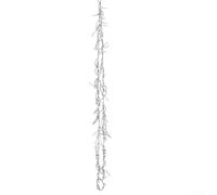 Honseadek 2m Clear Glass Icicle Pendant with Pearl Chain for Christmas Tree Decor, Twisted Plastic Hanging Ornament for Festive Holiday Wedding Party(White)