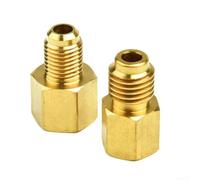 Honseadek 2PCS Connectors For R12 To For R134a, Brass Adapter Kit, 1/4 And 1/2 Inch, Strong Construction For Vehicle Use