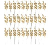 Honseadek 30Pcs Christmas Glitter Berry Stems, Artificial Foam Berry Twig Decorations, 20Cm Flexible Wire, Gold Silver Red, For Tree Ornaments, Wreaths(Gold)