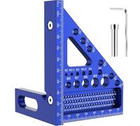 Honseadek 3D Aluminum Alloy Multi-Angle Marking Ruler With Engraved Scales For Precise Woodworking, Engineering And Construction Measurements, Blue 200Mm