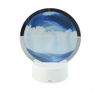 Honseadek 3D Flowing Sand Night Light Hourglass Lamp with Dynamic Sand Painting Decor, Touch Control Color Changing LED Light, USB and Battery Powered for Home(blue)