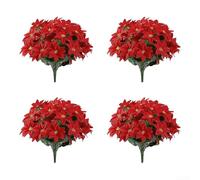Honseadek 4 pack Artificial Christmas Red Flowers, 36Cm Plastic Holiday Decorations, For Porches, Gardens, Indoor And Outdoor Holiday Decorations