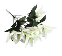 Honseadek 45cm Artificial Stargazer Lily Flower Spray Bunch with 10 Heads for Home and Wedding Décor, Reusable Silk Floral Arrangement(milk white)