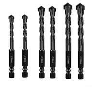 Honseadek 6PC Ceramic Concrete Drill Bit Set for Electric Hand Drill & Bench Drill, 6/8/10mm Multifunctional Carbide Masonry Bits for Tile Glass Marble Stainless Steel with Oxynitrided Cutter Head