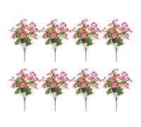 Honseadek 8 Bundles Artificial Hibiscus Flowers with 5 Branches Each, UV Resistant Silk Floral Decor for Indoor and Outdoor Use in Mixed Colors(pink)