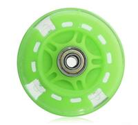 Honseadek 80mm LED Flash Wheel with PU Flashing Lights and ABED-7 Bearings for Mini Scooter Replacement - Rear Wheels for Kids Outdoor Sports(Green)