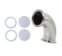 Honseadek 90 Degree Stainless Steel Elbow Fitting 2 Inch Sanitary Ferrule with Tri Clamp for Food, Beverage and Dairy Processing Systems