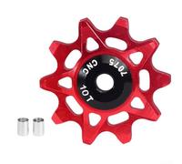 Honseadek Aluminum Alloy For Bike Rear Derailleur Wheel 10T/16T with Porcelain Ball Bearing and 2 Bushings, Compatible with 6/7/8/9/10/11/12 Speed Bicycles(10T Red sku)