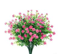 Honseadek Artificial Flowers for Home Garden Decor - 12 Bundles Faux Plants Outdoor Fake Blooms, Weather-Resistant & Fade-Proof Plastic Floral Arrangement for(pink)