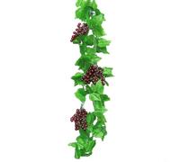 Honseadek Artificial Grape Vines, 4 Packs, 7.5ft Each, Plastic Fruit Grapevines With Lifelike Grapes, Green Foliage, Indoor And Outdoor Decorative Garland For Home