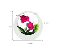 Honseadek Artificial Phalaenopsis Moon-Shaped Wall-Mounted Potted Plant with Lifelike Leaves for Home and Office Decoration, Elegant Bonsai Tree for Living(Red)