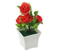 Honseadek Beautiful Artificial Flowers in Pot Bouquet for Wedding Balcony and Home Decoration with Plastic Material and Lifelike Design for Various Occasions(Bright red)