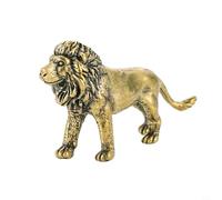Honseadek Brass Lion Figurine Statue for Home and Office Table Decoration - Bronze Animal Ornament with Retro Design, Sturdy Material for Indoor and Outdoor