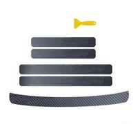 Honseadek Carbon Fiber Door Sill Scuff Plate Cover for Car - Waterproofed Protective Trim Strip 60cm Front 40cm Rear Sticker with Rear Bumper Guard 1 Set