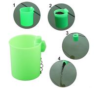 Honseadek Carp Pole Pots Pellet Cup Fishing Rod Clip Feeder Bait Cup PP Material 47mm Height 40mm Diameter Fits 2-6mm Rod Diameter Feeding Pot Accessory(Green)