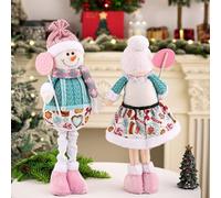 Honseadek Charming Stretch Snowman Figurine Christmas Ornament for Festive Home and Office Decor, Soft Fabric Construction with Telescopic Design(snowman)