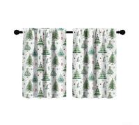 Honseadek Christmas Short Curtain, Polyester Fabric, Rod Through Design, Pattern, Blackout Partition, Privacy Protection, Festive Window Decoration(W:140*L:70)