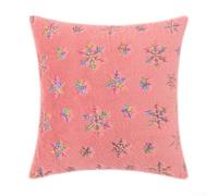 Honseadek Christmas Throw Pillow Cover, 18X18in Short Plush Cushion Case, Colourful Gold Foil Snowflake Design, Soft Velvet Texture(D)